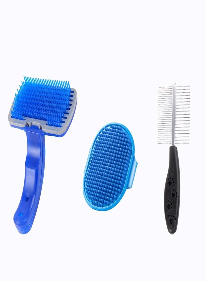 مجموعة العناية بالحيوانات الأليفة - فرشاة ناعمة، فرشاة استحمام، ومشط لإزالة الشعر الزائد (مجموعة من 3 قطع)، عبوة من 3 قطع - Image 1